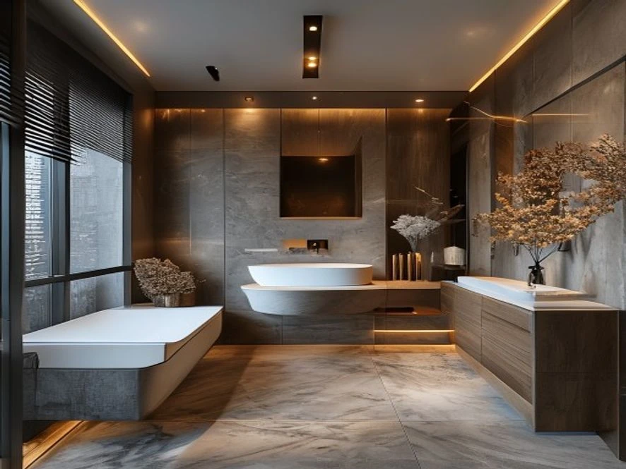 phòng tắm ẩn dạng thông minh trong thiết kế nội thất phòng khách 20m2