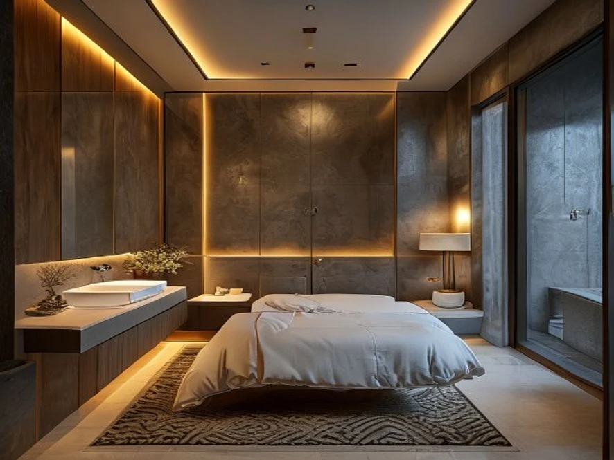 Phòng tắm khép kín trong mẫu nội thất phòng ngủ 16m2