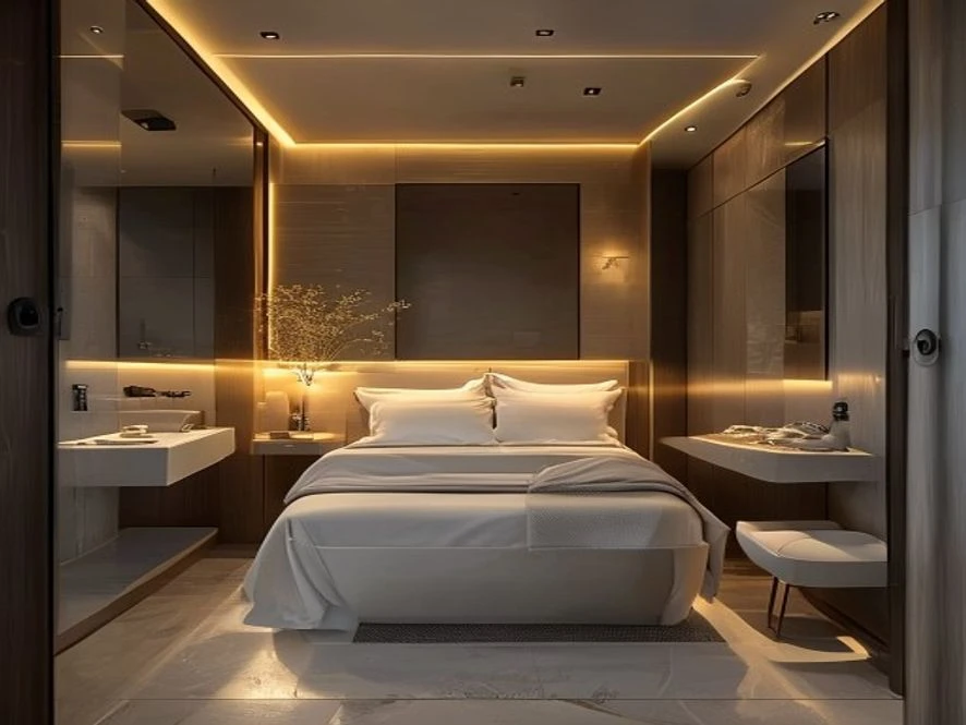 Phòng tắm khép kín trong thiết kế nội thất phòng ngủ 16m2