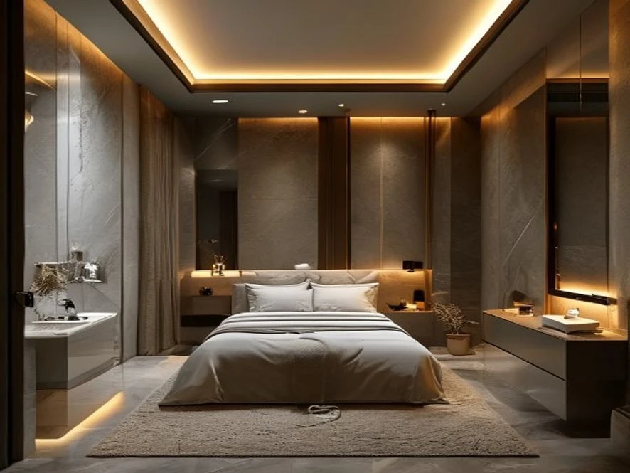Phòng tắm khép kín trong thiết kế nội thất phòng ngủ 25m2