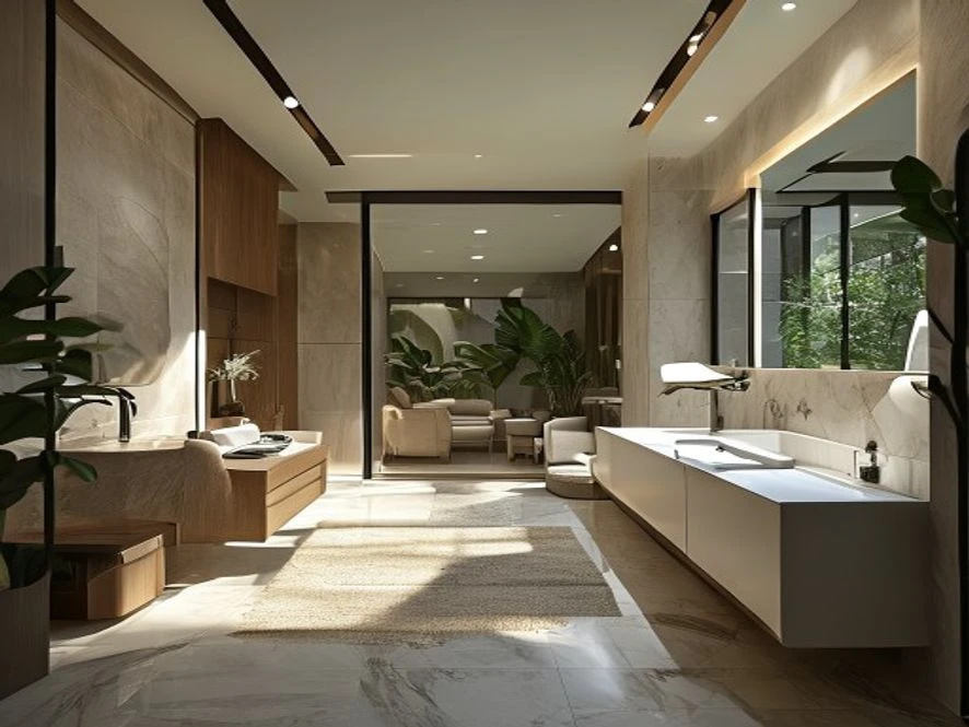 phòng tắm kín đáo liền kề mẫu nội thất phòng khách 20m2 đẹp