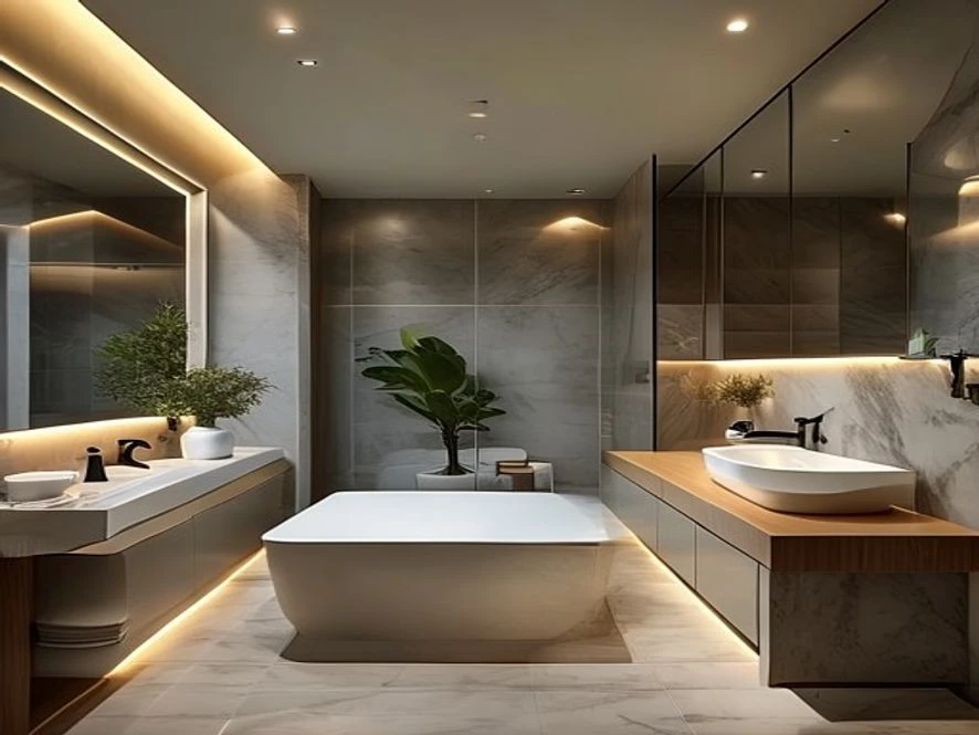 Phòng tắm nhỏ gọn liền kề nội thất phòng khách 20m2