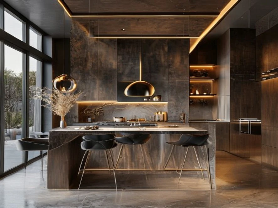 Thẩm mỹ bếp 15m2 phong cách hiện đại sang trọng