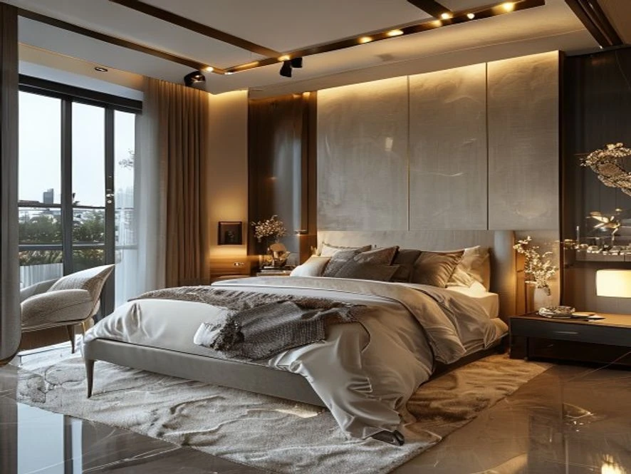 Thẩm mỹ nội thất phòng ngủ 25m2 phong cách hiện đại sang trọng