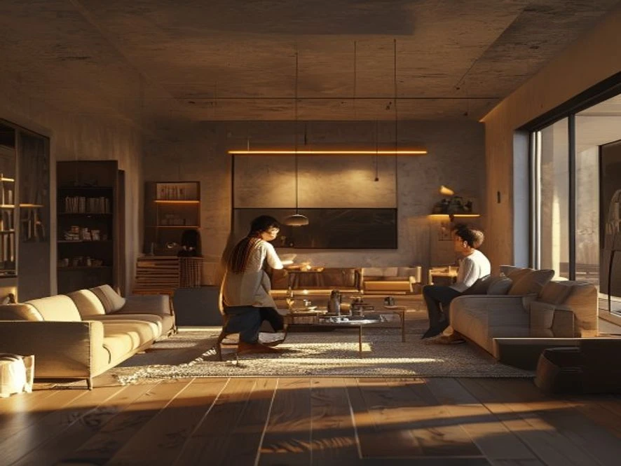 Thi công nội thất phòng khách 40m2 hoàn thiện