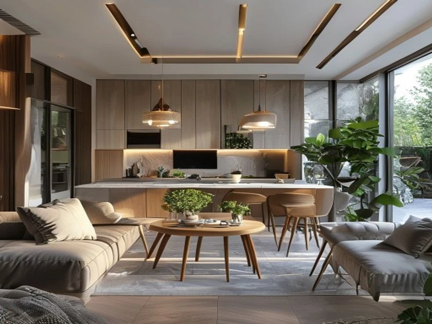 Thiết kế bếp liên thông phòng khách cho không gian mở