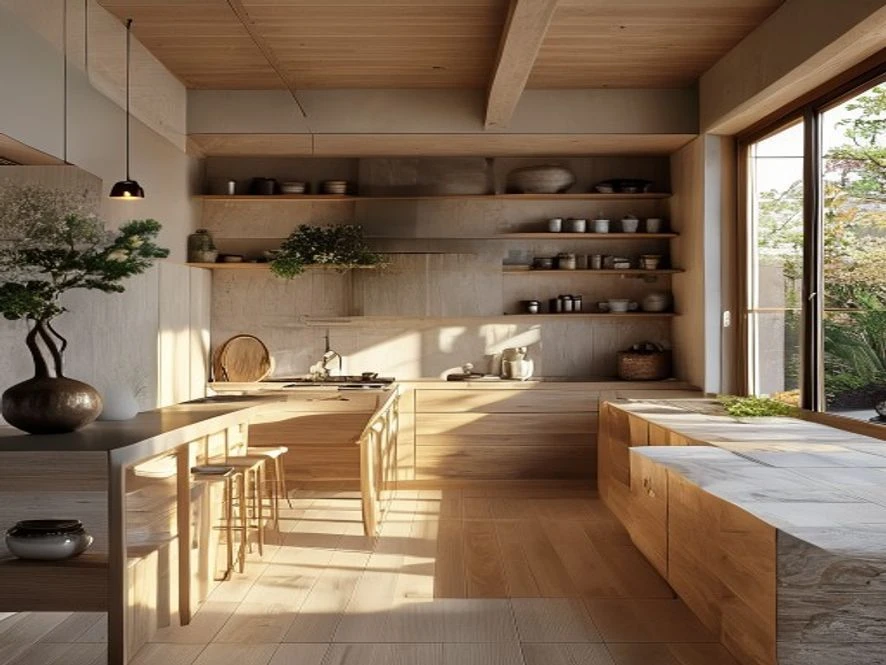 Thiết kế nội thất phòng bếp 10m2 phong cách Japandi