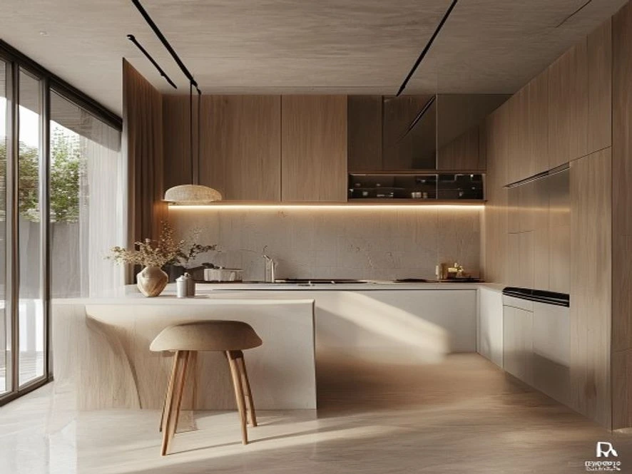 Thiết kế nội thất phòng bếp 10m2 phong cách tối giản