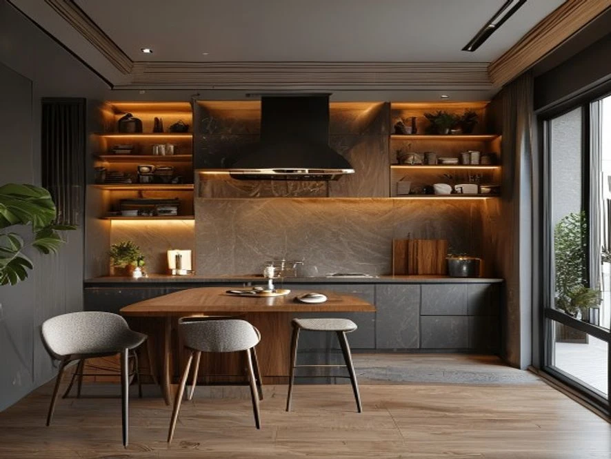 Thiết kế nội thất phòng bếp 15m2 hình chữ L tối ưu góc chết