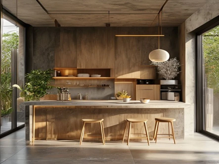 Thiết kế nội thất phòng bếp 15m2 phong cách tối giản