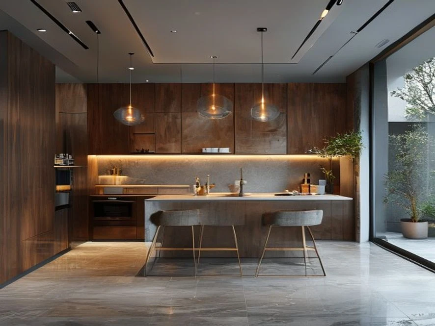 Thiết kế nội thất phòng bếp 15m2 với vật liệu thông minh