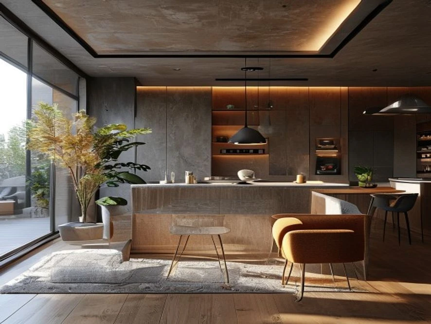 Thiết kế nội thất phòng bếp 20m2 kết hợp phòng khách