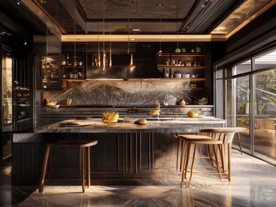 Thiết kế nội thất phòng bếp 20m2 phong cách sang trọng