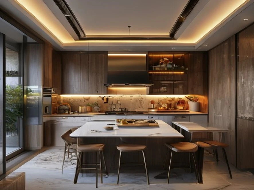 Thiết kế nội thất phòng bếp 20m2 tích hợp phòng ngủ