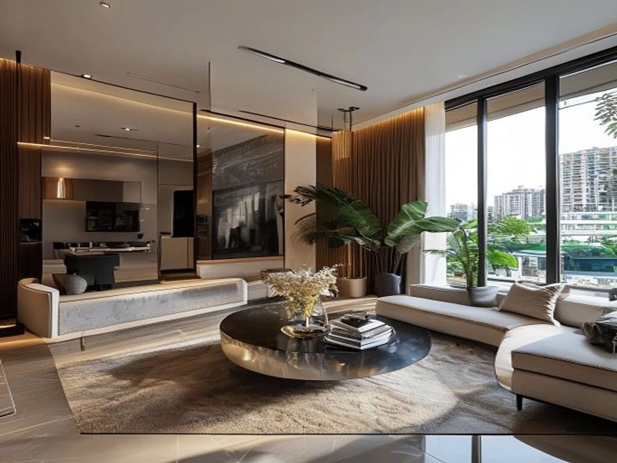 Thiết kế nội thất phòng khách 40m2 hiện đại tại TP.HCM