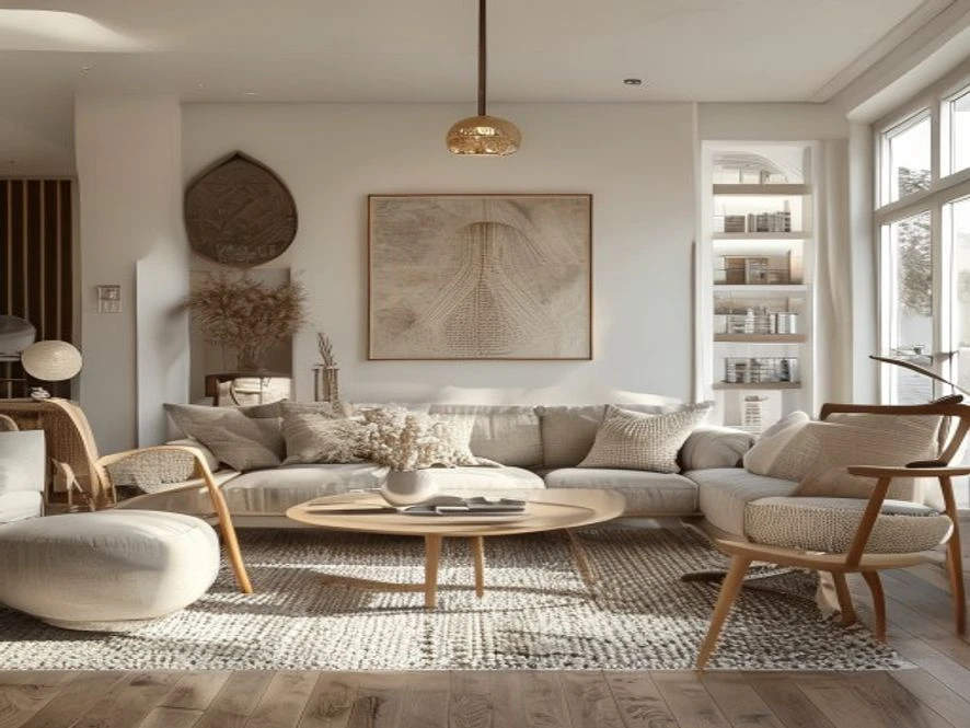 Thiết kế nội thất phòng khách 40m2 phong cách Scandinavian