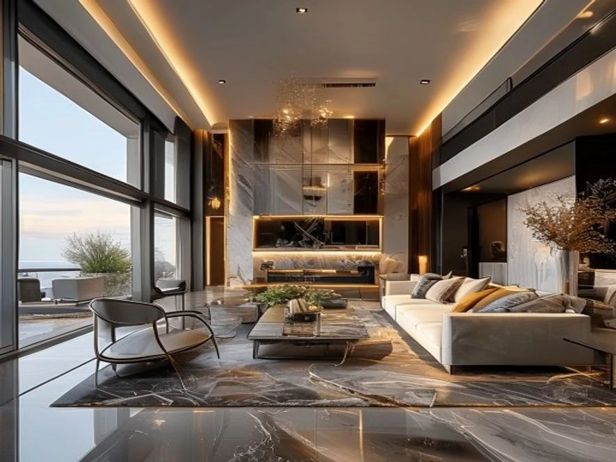 Thiết kế nội thất phòng khách nhà phố 15m2 sang trọng hiện đại