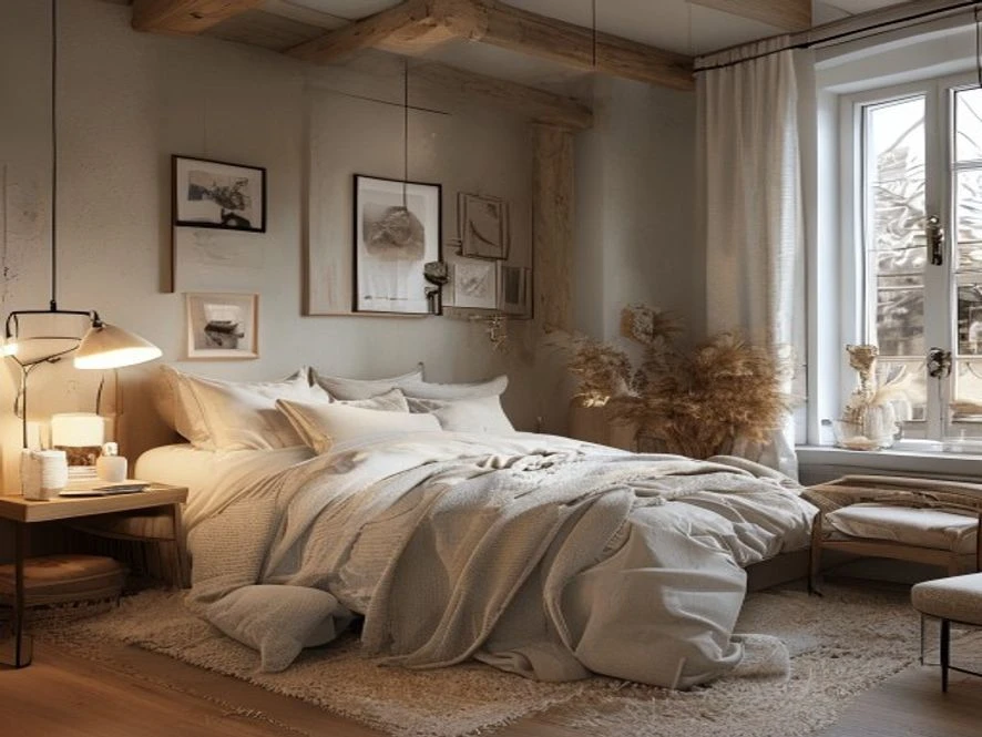 Thiết kế nội thất phòng ngủ 10m2 phong cách Scandinavia ấm cúng