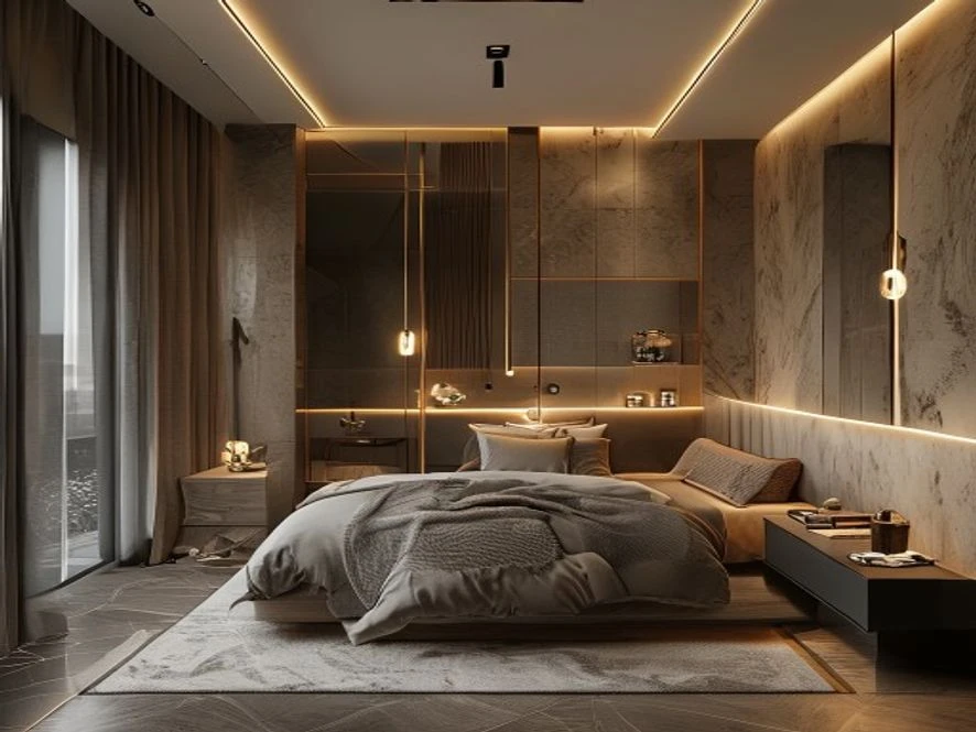 Thiết kế nội thất phòng ngủ 12m2 với phòng tắm khép kín