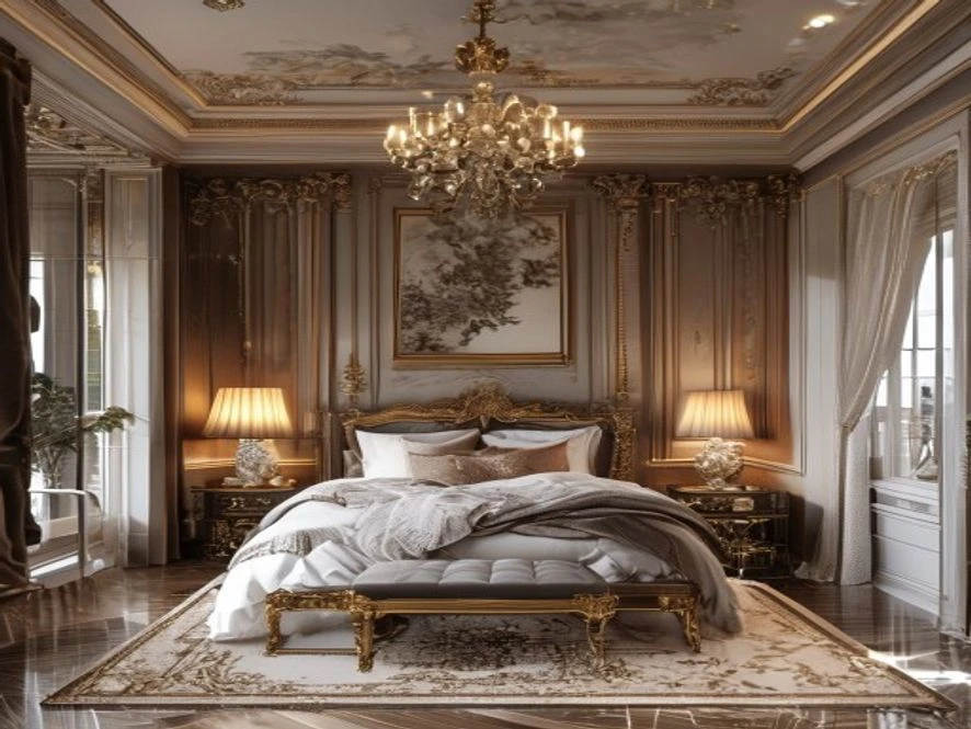 Thiết kế nội thất phòng ngủ 20m2 phong cách tân cổ điển sang trọng