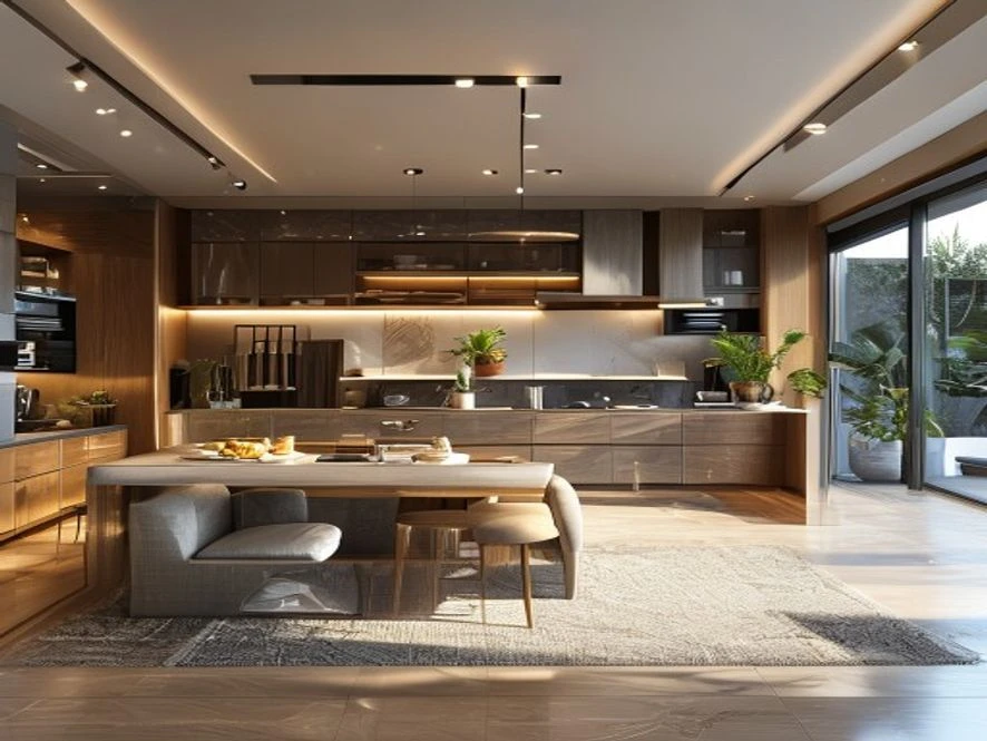 Thiết kế phòng bếp hiện đại tiện nghi cho nội thất phòng khách 40m2