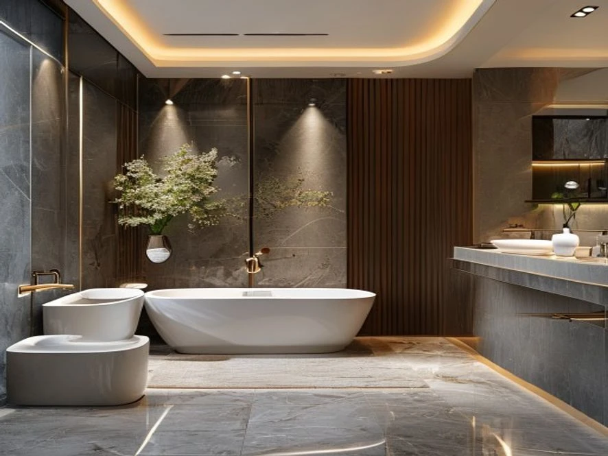 Thiết kế phòng tắm cạnh nội thất phòng khách 30m2