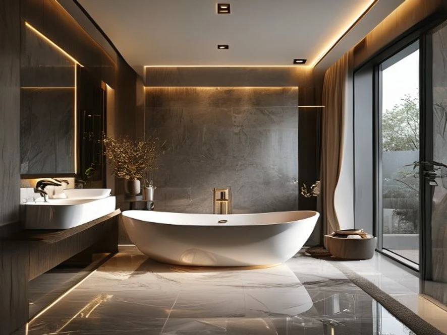 Thiết kế phòng tắm hiện đại sang trọng cho nội thất phòng khách 40m2