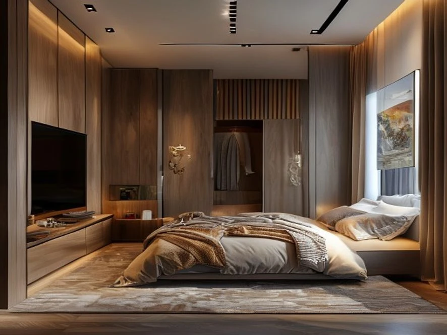Tủ quần áo cánh trượt tiết kiệm không gian cho phòng ngủ 9m2