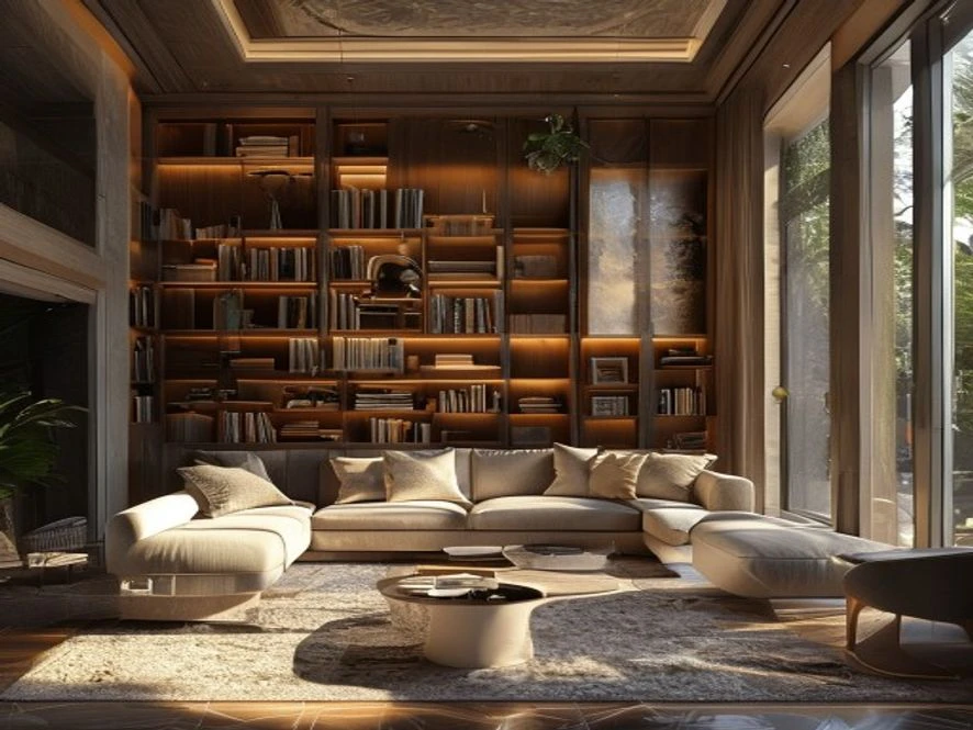 Tối ưu công năng nội thất phòng khách 40m2 với khu vực đọc sách