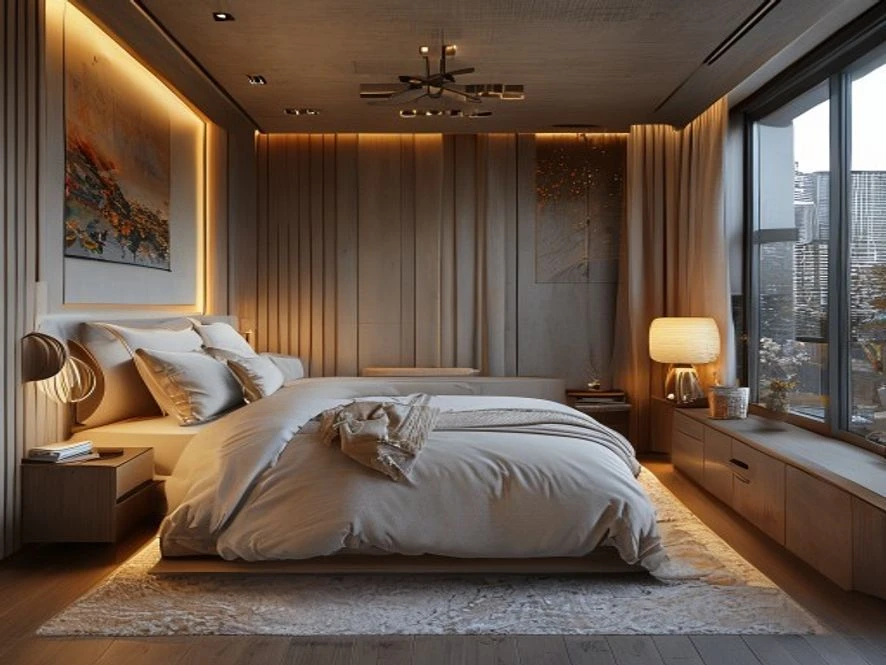 Tổng quan khu vực nội thất phòng ngủ nhỏ gọn và tiện nghi