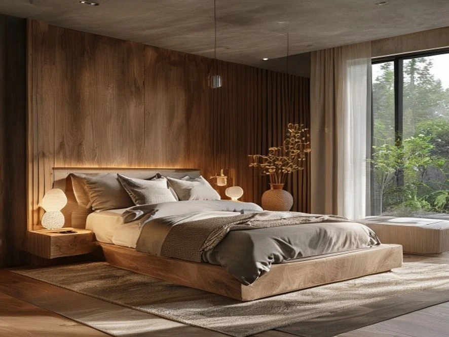 vật liệu gỗ chống ẩm mẫu nội thất phòng ngủ 30m2 đẹp