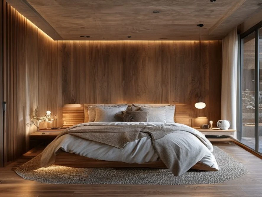 Vật liệu gỗ MDF chống ẩm chất lượng cao cho mẫu nội thất phòng ngủ 15m2 đẹp