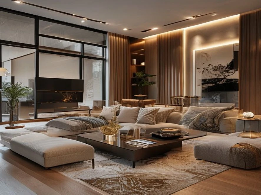 Vật liệu thông minh bền đẹp trong mẫu nội thất phòng khách 40m2 đẹp