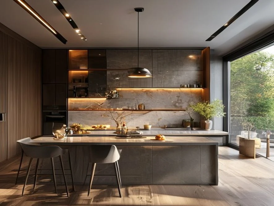 Vật liệu thông minh trong mẫu nội thất phòng bếp 12m2 đẹp