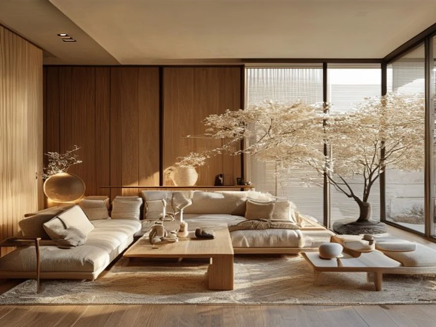 Xu hướng Japandi mang lại sự bình yên cho nội thất phòng khách 25m2