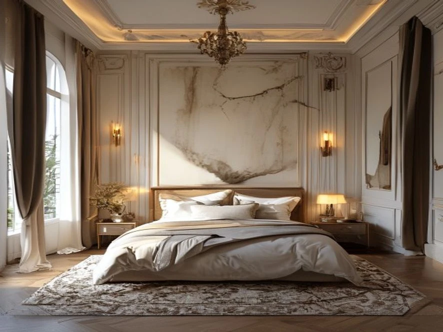 Xu hướng mẫu nội thất phòng ngủ 25m2 đẹp phong cách tân cổ điển