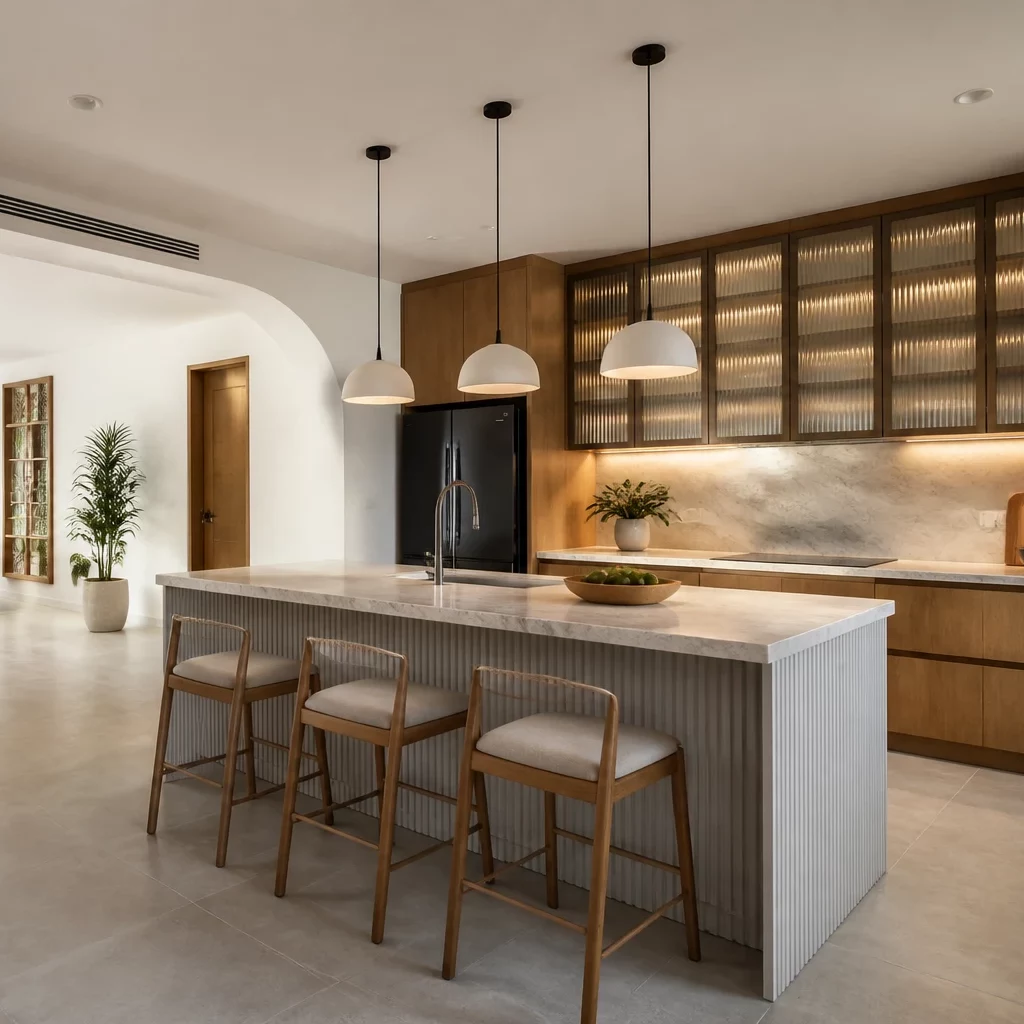 Mẫu bàn đảo bếp đẹp phong cách Scandinavian sang trọng
