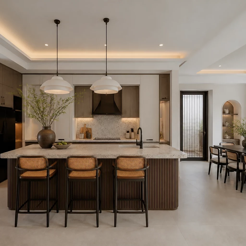 Thiết kế bàn đảo bếp phong cách cổ điển sang trọng