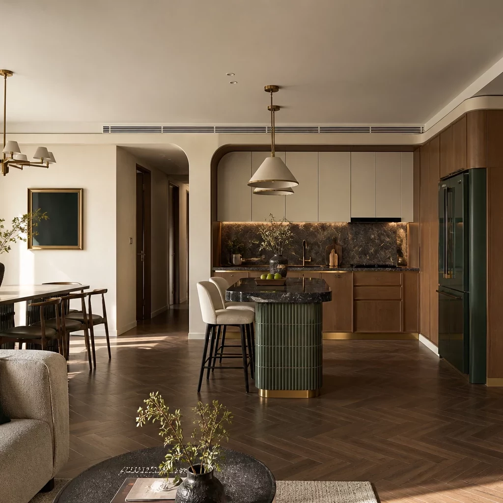 Bàn đảo bếp phong cách Scandinavian nhẹ nhàng