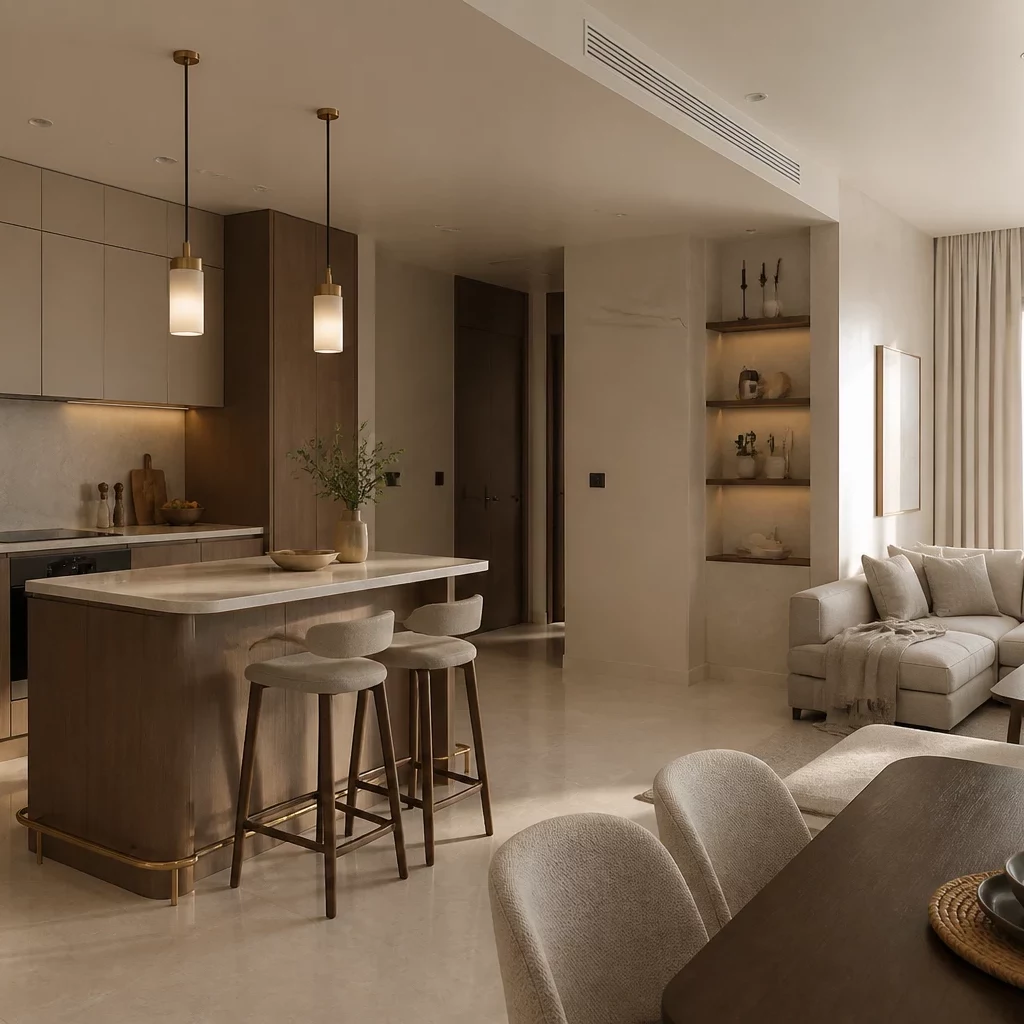 Thiết kế bàn đảo bếp phong cách Japandi tinh tế