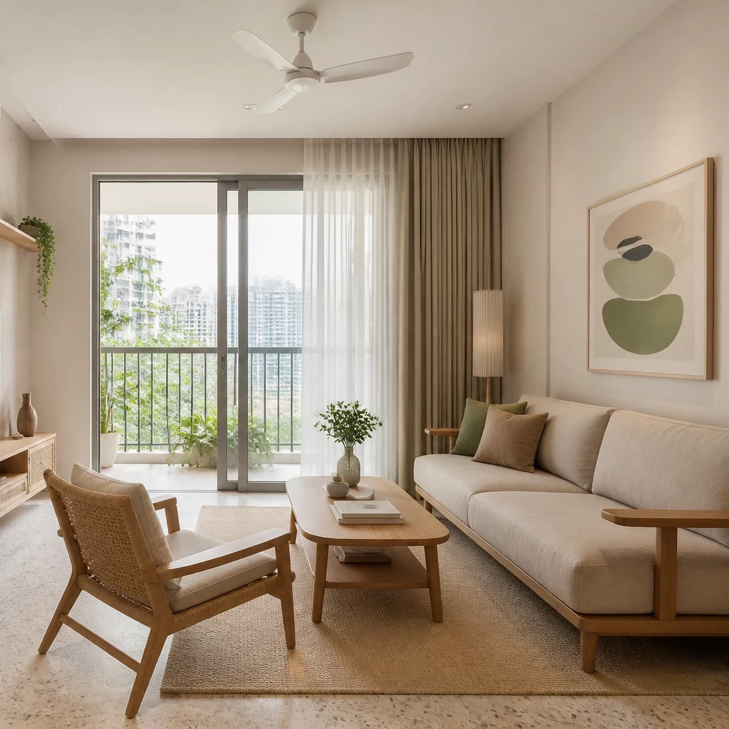 Bàn đảo bếp chung cư Duplex phong cách Japandi