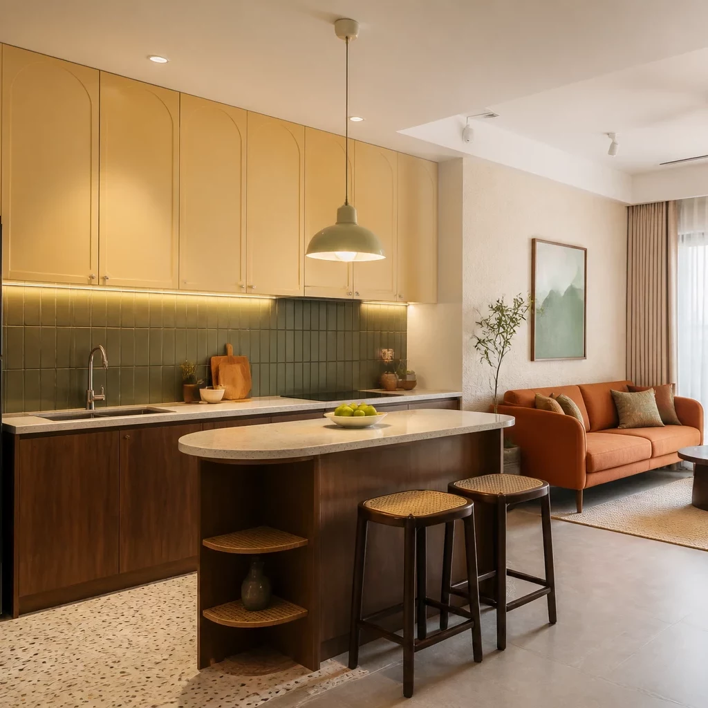 Thi công lắp đặt bàn đảo bếp chung cư