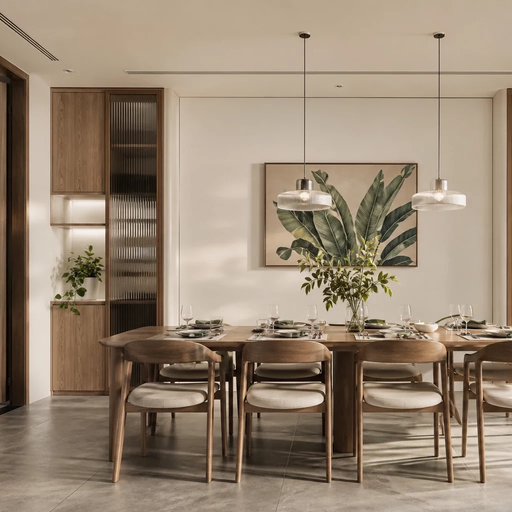 Bàn đảo bếp phong cách Scandinavian với khoảng cách di chuyển hợp lý