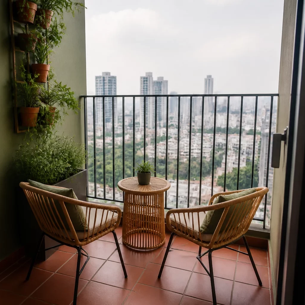 Sofa xanh lá, bàn đá, đèn chùm trong không gian thiết kế nội thất.