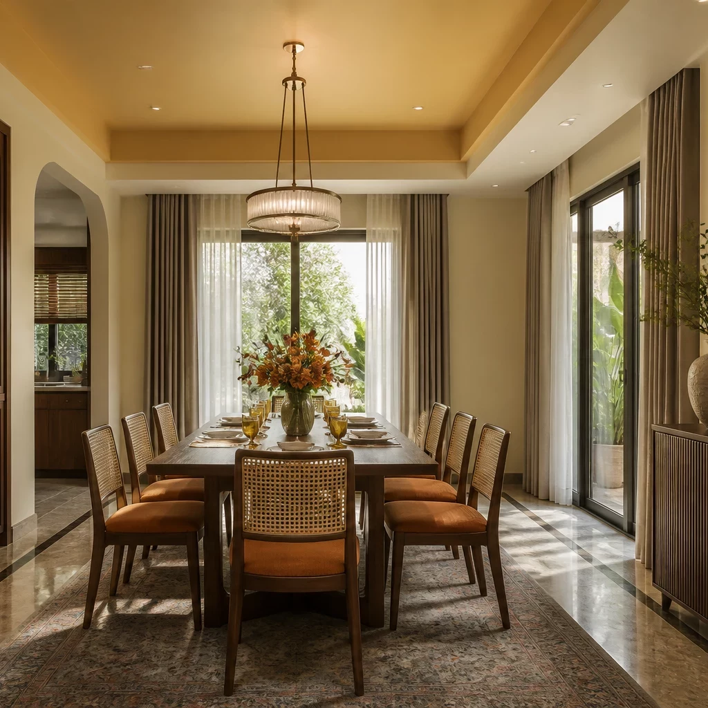 Các phong cách thiết kế nội thất: gam màu be, sofa êm ái, bàn kính trong, thảm len ấm áp.