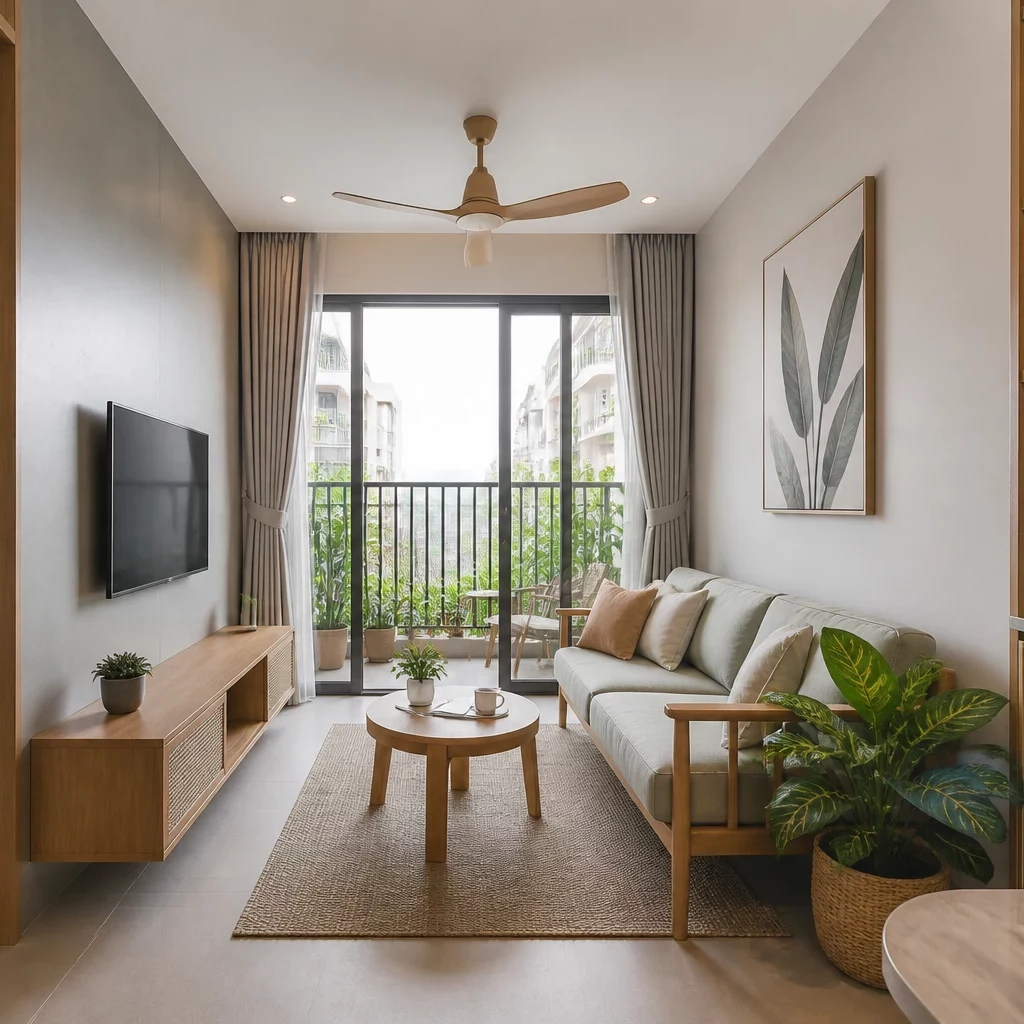 Mẫu cầu thang phòng khách đẹp phong cách Scandinavian