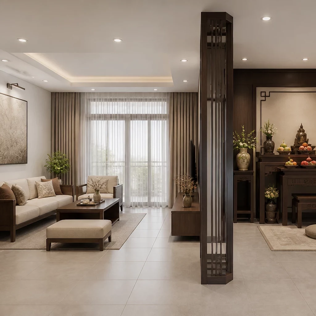 Cầu thang phòng khách đẹp tối giản tiết kiệm chi phí