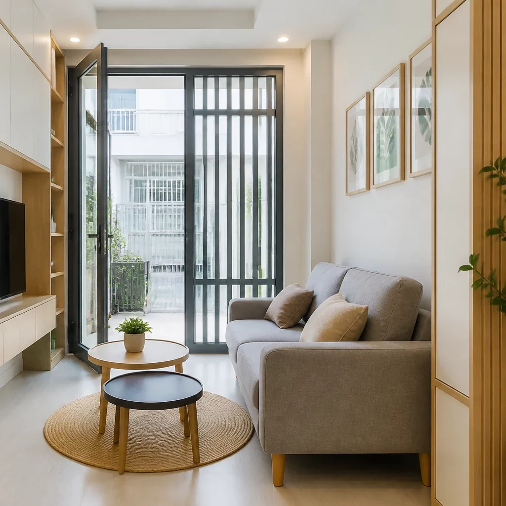 Thiết kế cầu thang phòng khách đẹp phong cách tối giản