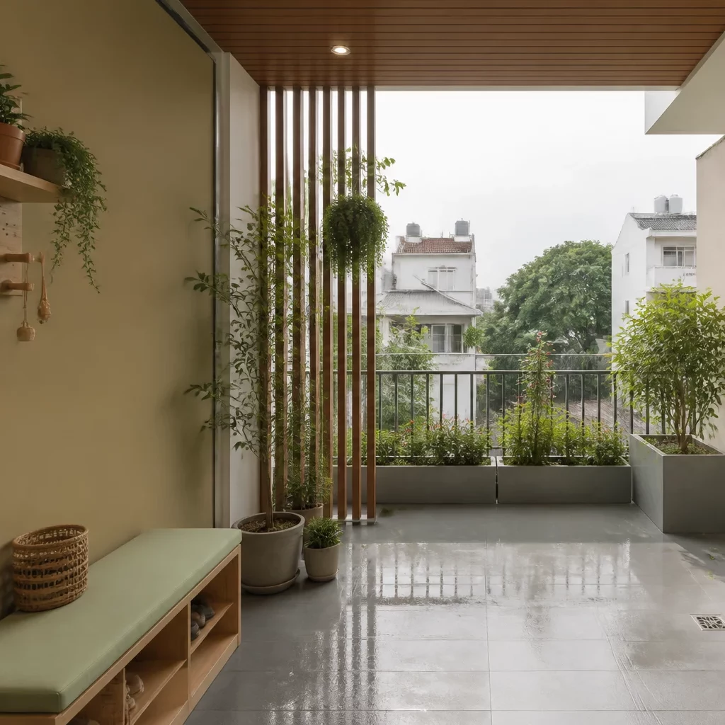 Mẫu thiết kế nội thất Tropical kết hợp cây xanh và vật liệu tự nhiên