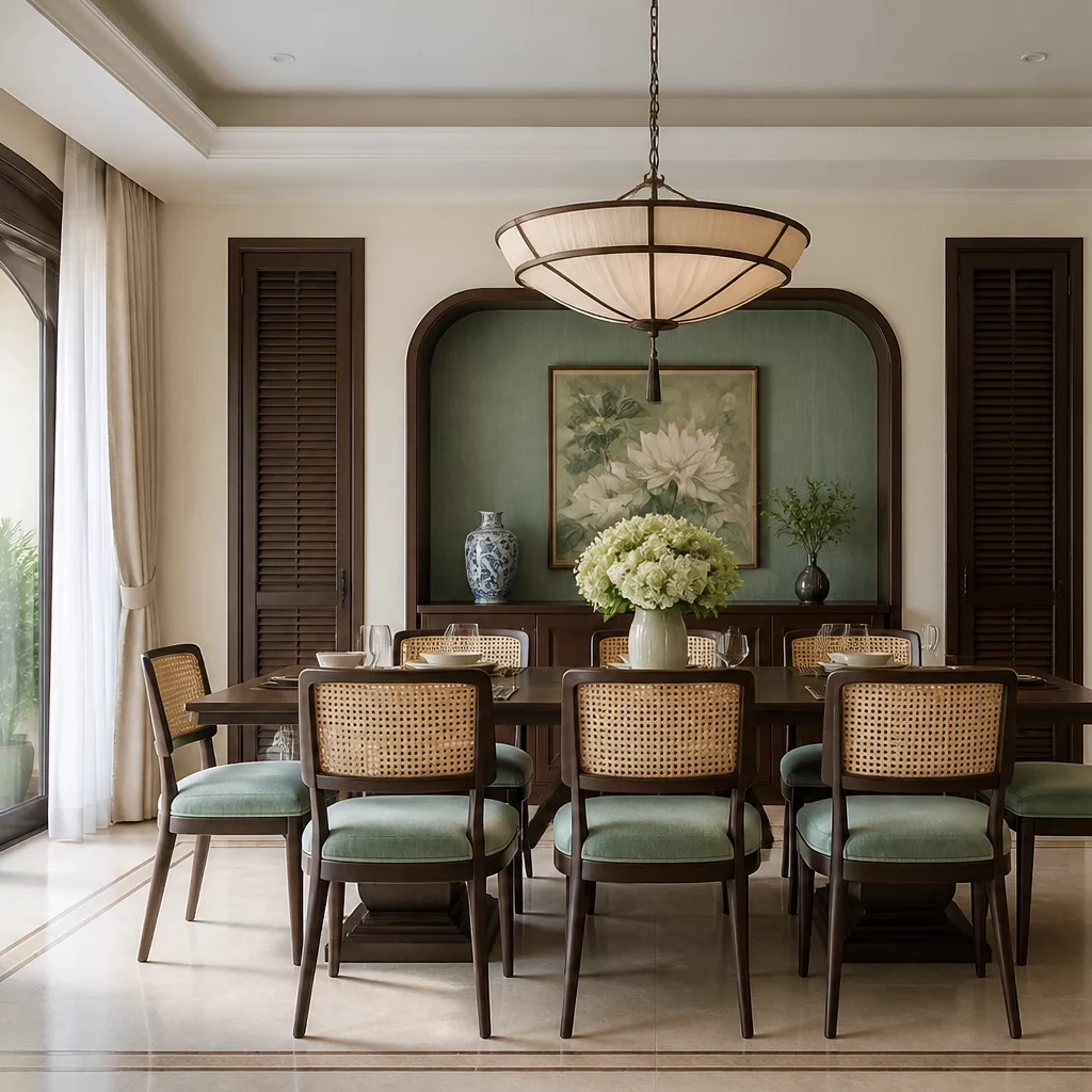 decor phòng ngủ phong cách Đông Dương sang trọng